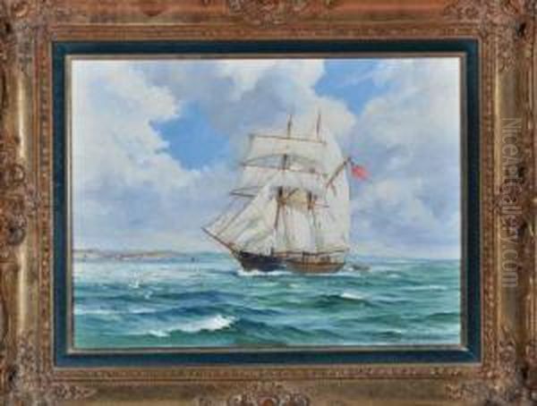 The Top Sail Schooner Annie Davey Off Bradport Oil Painting by George Shaw