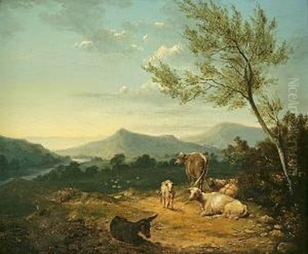 Landscape With Cattle Oil Painting by Joshua Shaw