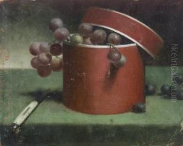 Red Box With Grapes Oil Painting by Sanford Shayer