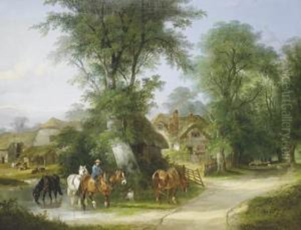 The Watering Place Oil Painting by Snr William Shayer