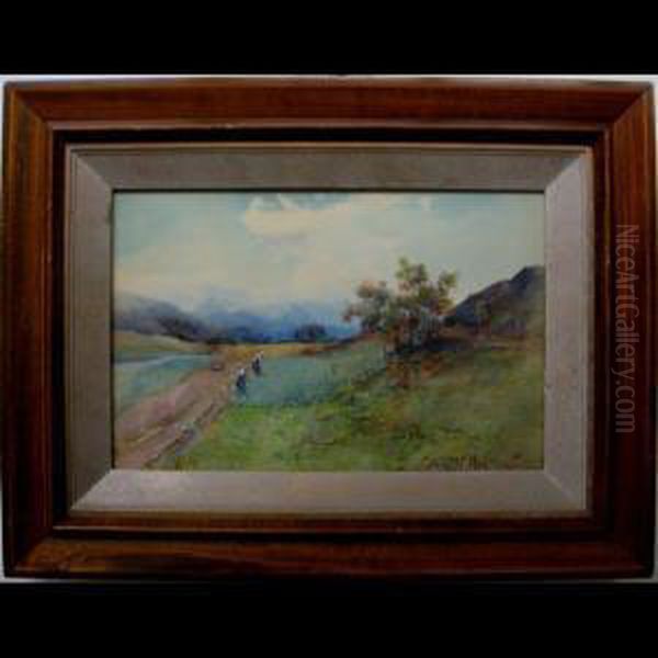 Near Killin (garden Workers) Oil Painting by Thomas Fred. Mason Sheard