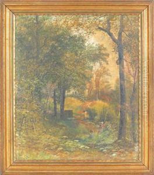 Landscape With Children Playing Oil Painting by Christopher H. Shearer