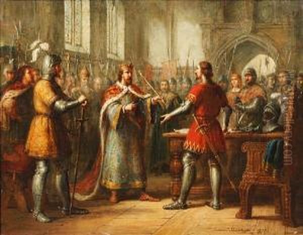 Abdication Of King Richard Ii Oil Painting by Andrew Sheerboom