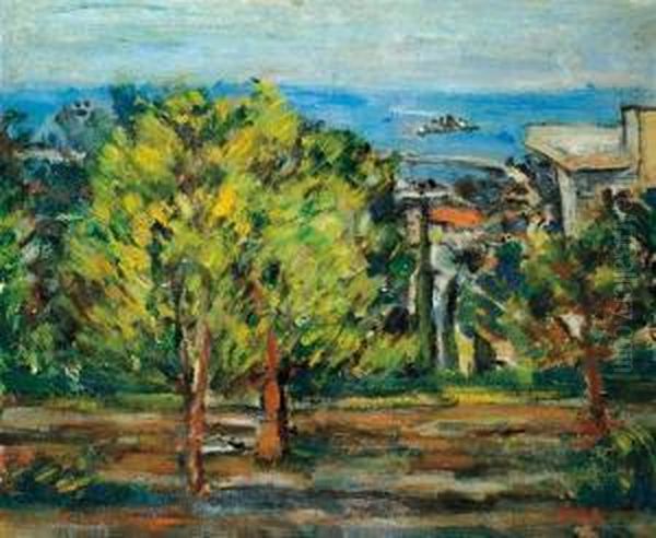 View Of Haifa Oil Painting by Menachem Schmidt Shemi