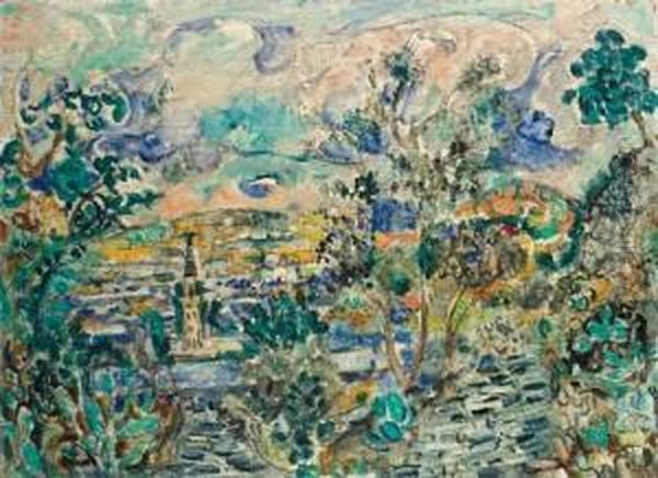 Safed Landscape Oil Painting by Menachem Schmidt Shemi