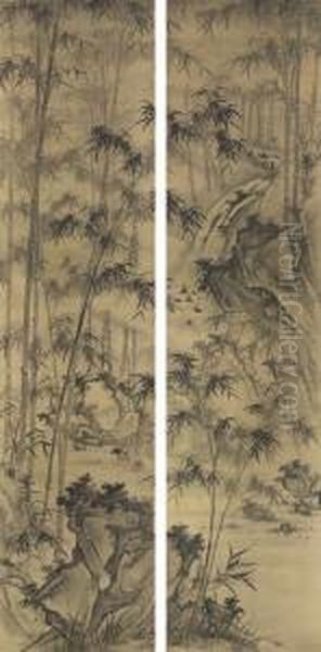 Bamboo Oil Painting by Zhu Sheng