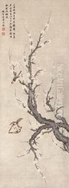 Swallows And Plum Blossoms Oil Painting by Xiang Shengmo