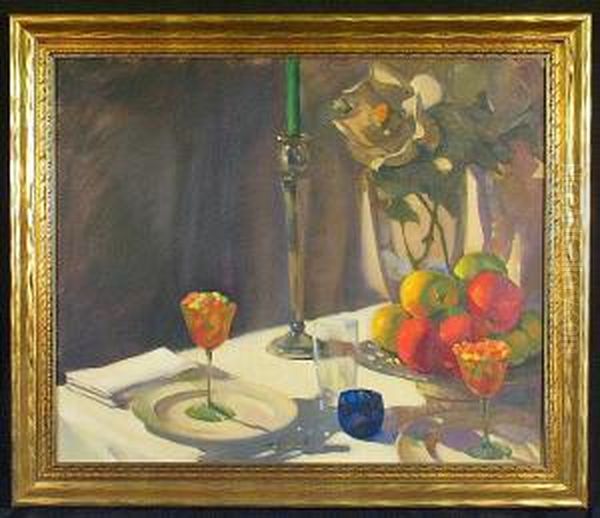 A Set Table Oil Painting by George Shepheard