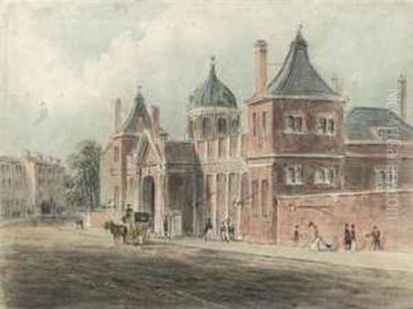 Montague House, The Original Building Housing The British Museum,london Oil Painting by George Sidney Shepherd