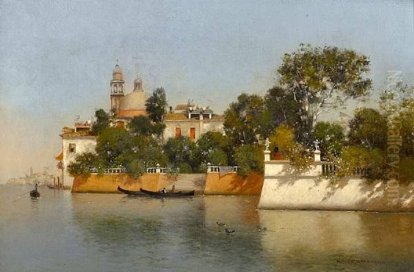 A Venetian View Oil Painting by Warren W. Sheppard