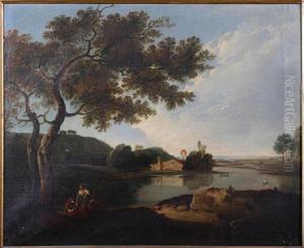 Italian Lake Scene Oil Painting by Matthew Shepperson