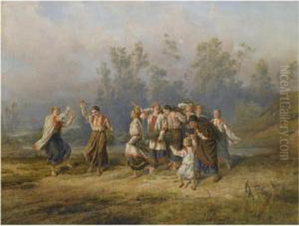 Harvest Dance Oil Painting by Vladimir Shervud