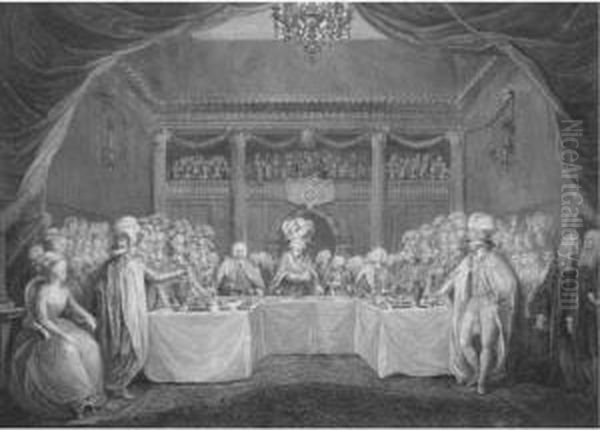 The Installation Banquet Of The Knights Of St Patrick In The Great Hall, Dublin Castle, 17th March 1783 Oil Painting by John Keyse Sherwin