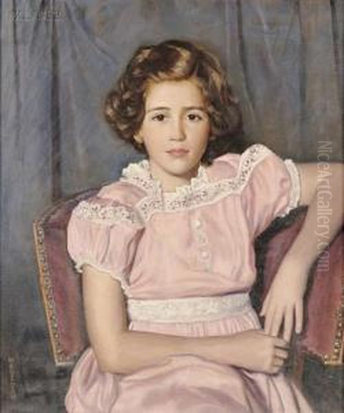 Girl In Pink Oil Painting by Walter Sherwood