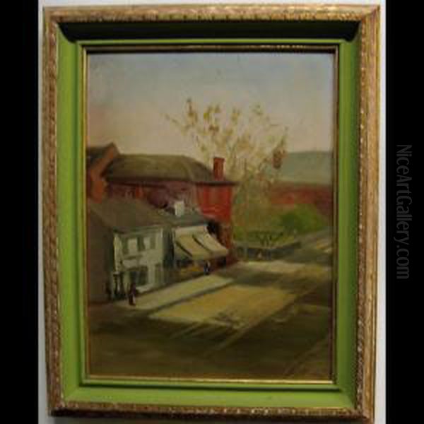 Small Town Stores Oil Painting by William Albert Sherwood