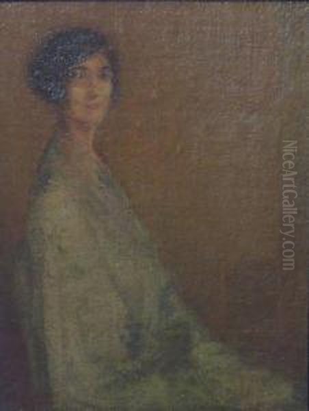 Portrait Of Aunt Mab (artist's Wife) Oil Painting by William Anderson Sherwood