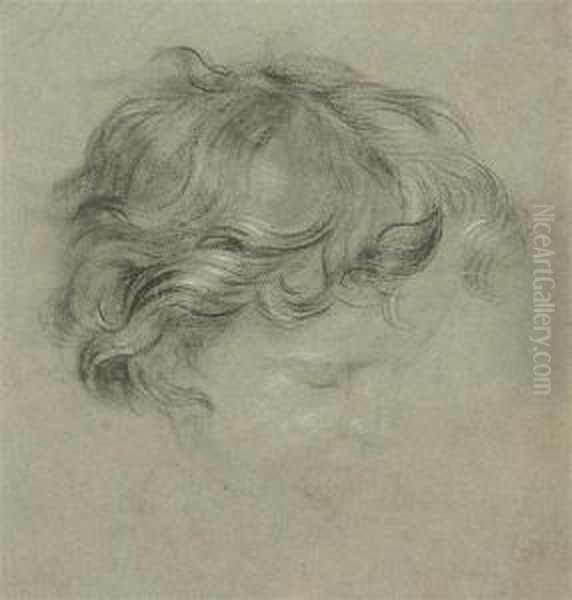 Study Of A Child's Head Oil Painting by Frederic James Shields