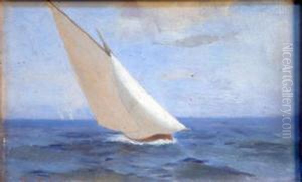 Yacht At Sea Oil Painting by Henry Shields