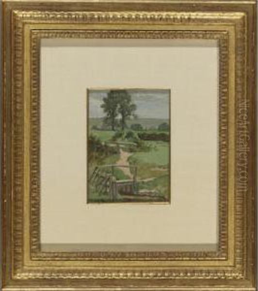 The Double Stile, (stream By A Meadow) Oil Painting by Thomas W. Shields