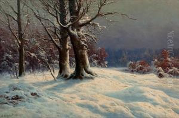 Winter Landscape Oil Painting by Andrei Nikolaevich Shilder