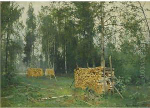 Autumn Morning Oil Painting by Andrei Nikolaevich Shilder