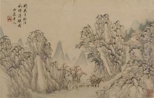 Landscape In The Manner Of Shengmao Oil Painting by Wang Shimin