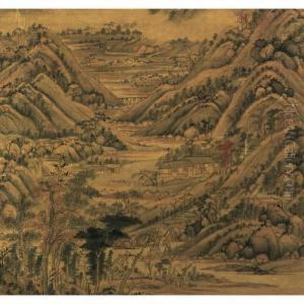 Autumn Mountain Oil Painting by Wang Shimin