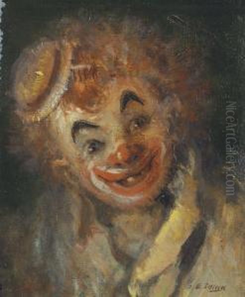 Clown's Head Oil Painting by Everett Shinn