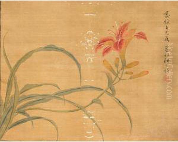 Lily Oil Painting by Wang Shishen