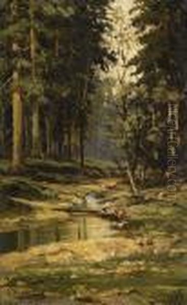 Forest Brook Oil Painting by Ivan Shishkin