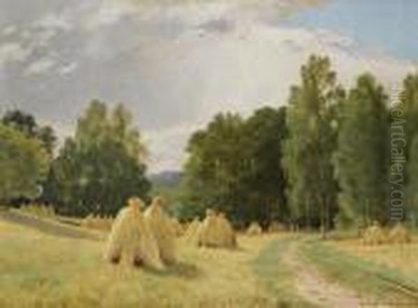 Haystacks, Preobrazhenskoe Oil Painting by Ivan Shishkin