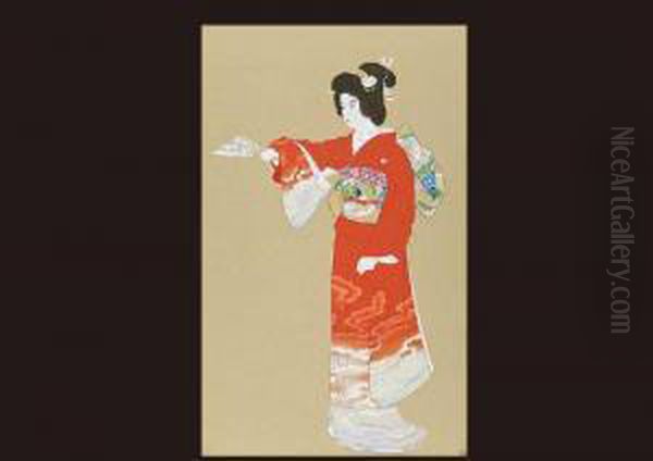 Jo-no-mai(dance Performed In A No Play) Oil Painting by Uemura Shoen