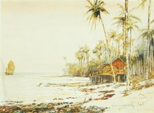 South East Asian Coastalscene Oil Painting by Kenneth Denton Shoesmith