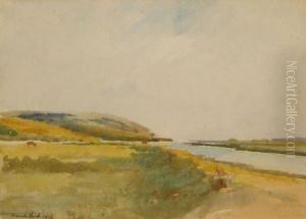 Cuckmere Study - Cuckmere River Nearing The Sea Oil Painting by Frank Short