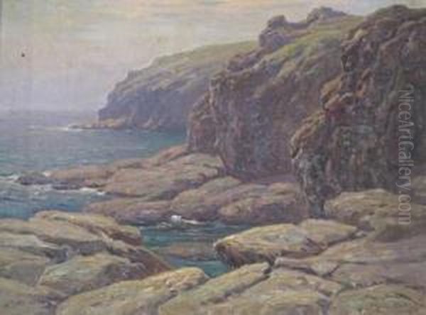 Cornish Coast Oil Painting by Frederik Golden Short