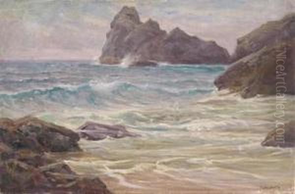 Cornish Coastal Scene Oil Painting by Frederik Golden Short