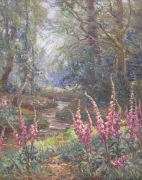 Foxgloves In The New Forest Oil Painting by Frederik Golden Short