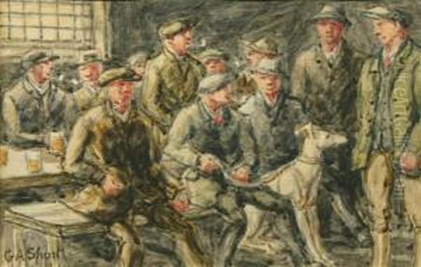 A Busy Inninterior Oil Painting by George Anderson Short