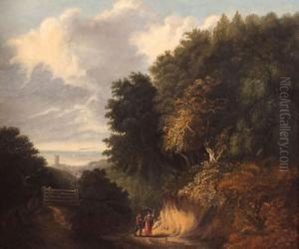 A View Of Cromerfrom The Northrepps Road Oil Painting by Obadiah Short