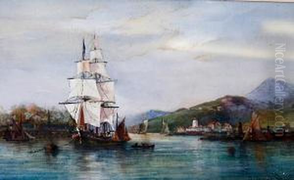 Tall Ship At Anchor Oil Painting by Richard Short