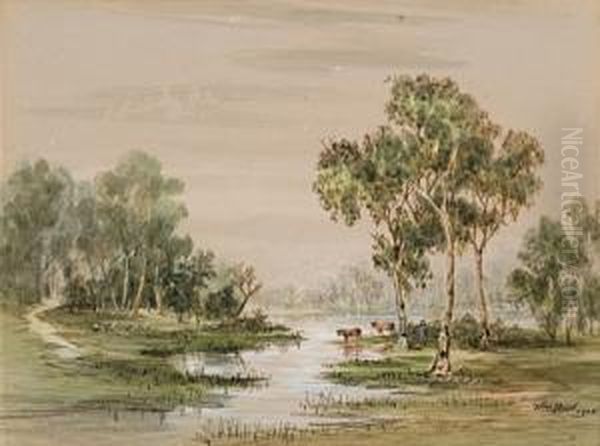 River Landscape Oil Painting by William Wackenbath Short