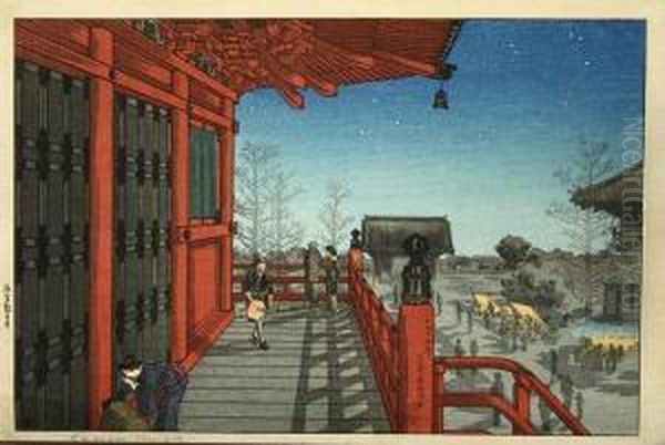 Asakusa Kannon-do Oil Painting by Takahashi Shotei