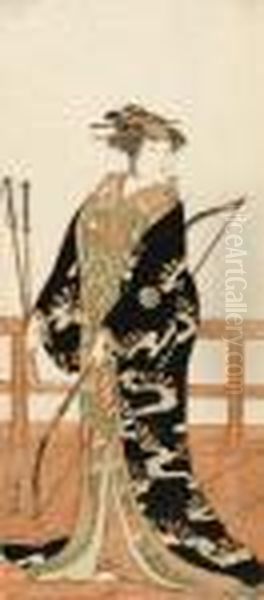 A Design Of The Actor Mimasu Sukejuro In An Oil Painting by Katsukawa Shunko