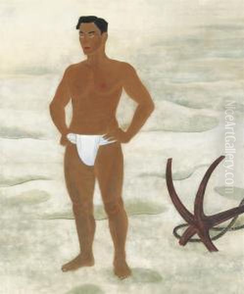 Umi No Otoko (man Of The Sea) Oil Painting by Saeki Shunko