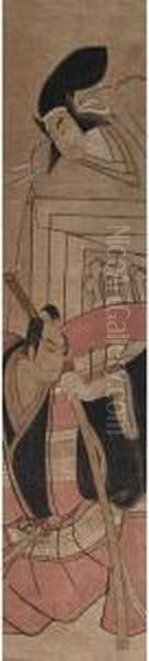 Hanging Scroll Of Actors Oil Painting by Katsukawa Shunzan