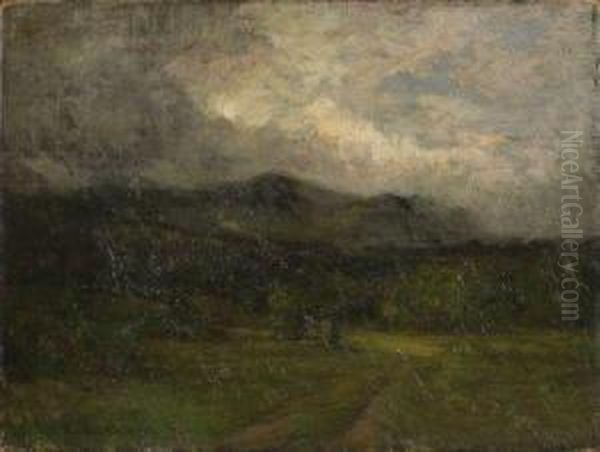 Cloud Shadows 
On The Reverse Oil Painting by Roswell Morse Shurtleff