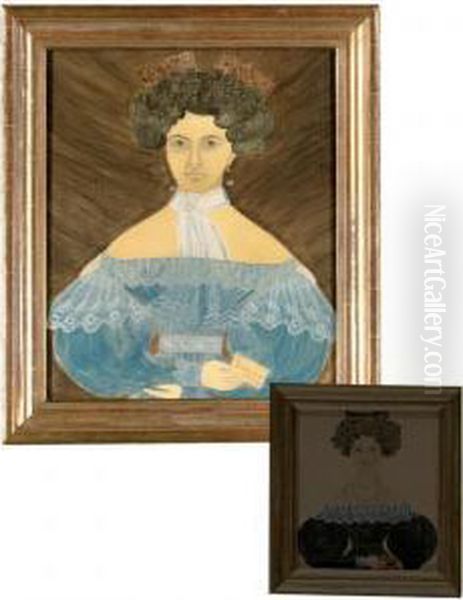 Portrait Of Miss Adeline Bartlett Holding A Letter Oil Painting by Ruth Whittier Shute