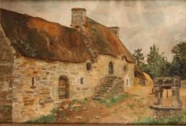 Cour De Ferme Au Puits Oil Painting by A. Sibien