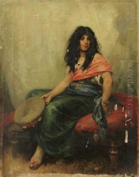 La Gitane Au Tambourin Oil Painting by Nicolas Sicard