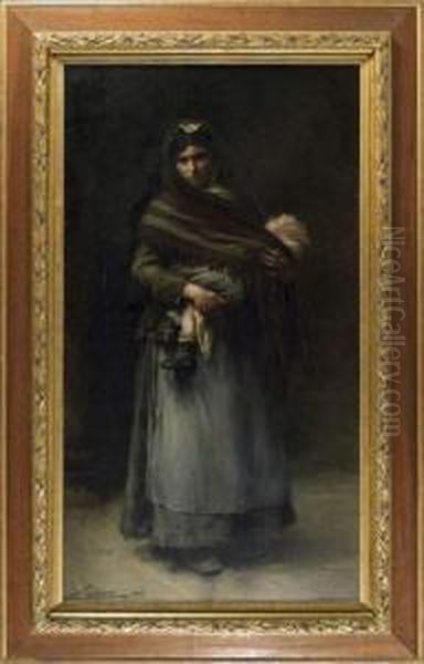 Bohemienne Et Son Enfant Oil Painting by Nicolas Sicard